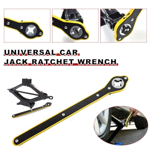 Image of Jack Ratchet Wrench, Car Steel Jack Long Handle Wrench Tool, 360 Rotating Labor-Saving Scissor Jack Wrench with Forward and Reverse Knobs, Universal Car Accessories (Without Accessories)