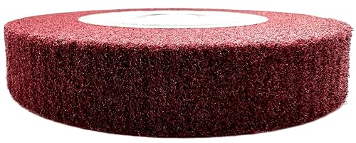 Image of 6 inch x 1 inch x 1 inch Arbor Red Bench Grinder Polishing Wheel, 320 Grit, Tight Weave, Great for refurbishing Golf Clubs and Metal, Non-Woven Wheel for Copper, Metal, Finishing, and Burnishing