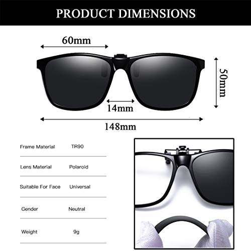 Image of Polarized Clip-on Sunglasses Anti-Glare UV Protection Driving Sun Glasses Over Prescription Glasses