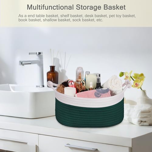 Image of Small Empty Gift Basket with Bag & Ribbons, White & Dark Green
