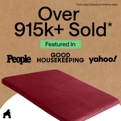 Image of GORILLA GRIP Memory Foam Bath Mat, Soft Absorbent Velvet Bathroom Mats, Durable Dots on Underside, Machine Washable Bathmat, Carpet Rug Room Decor for Shower Tub Floor RV, 24x17 Rugs, Burgundy