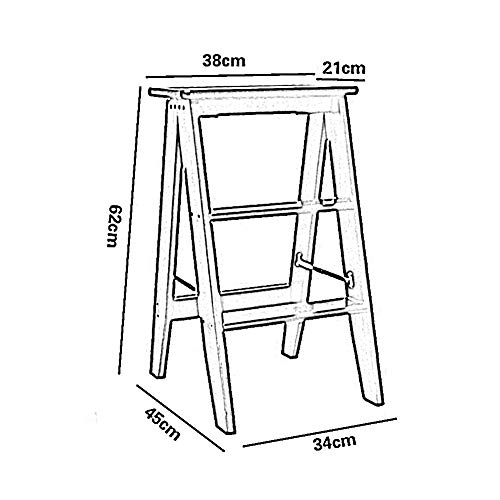 Taburete de escalera en madera maciza con tres niveles funcionales 3