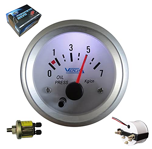 Manomètre Vega® pression d'huile 0-7 bars 7 couleurs fond blanc 52 mm