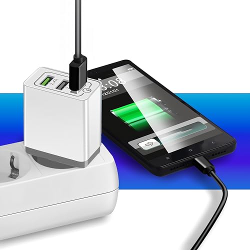 Retoo Chargeur USB à 3 ports, multiport, 2,4 A, chargeur rapide QC 3.0 PD, bloc d'alimentation compact pour charge rapide à la maison et en déplacement