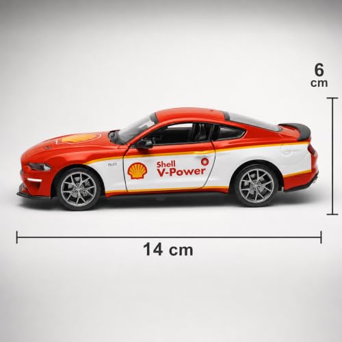 Image of Wizplex CCA Ford Mustang GT 2018 Shell V-Power 1:34 Scale Officially Licensed Die Cast Metal Car - Pull Back with Openable Doors, Light & Sound, Collectible Showpiece for Kids 3+