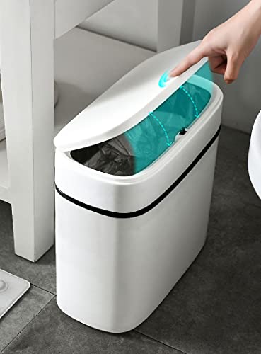 WOA WOA Bathroom Trash Can with lid, 14L Press lid Plastic Wastebasket, 3.7 Gallons Garbage Bin Container for Home, Kitchen, Office, Living Room, Bedroom (White & Press Lid) WOA WOA Bathroom Trash Can with lid, 14L Press lid Plastic Wastebasket, 3.7 Gallons Garbage Bin Container for Home, Kitchen, Office, Living Room, Bedroom (White & Press Lid)
