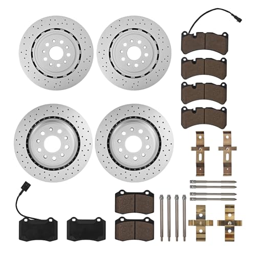Dewinston Brake Pads Rotors Kit Front & Rear Compatible with Maserati Ghibli Quattroporte 2014 2015 2016 Part# 673012041, 673010331, 980156013, 673012377, 673010325, 980156007, 670030935, 670031597