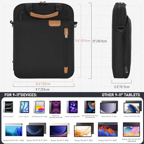 Image of 9-11 Inch Tablet Sleeve Bag, Padded Protective Travel Carrying Case for iPad A16 2025, iPad Air 11 inch M3 M2, iPad Pro M5 /M4 11 inch, iPad 10 /9 /8 /7th, Galaxy Tab A9+ /S9 /S8 11 inch