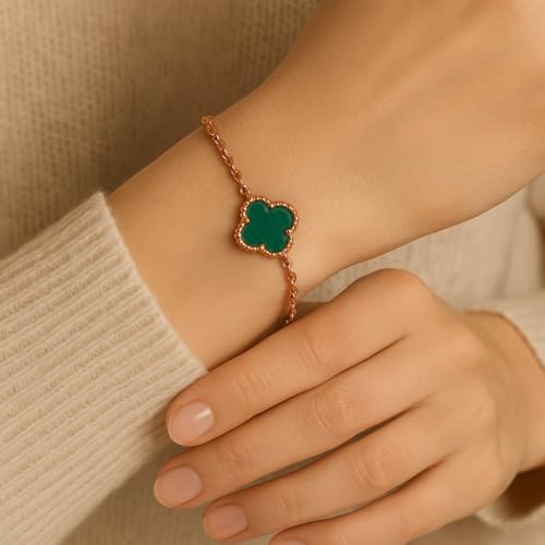 Image of Lucky Charm Clover Bracelet for Women | 925 Sterling Silver with 18K Gold Plating | Adjustable & Anti-Tarnish | Stylish Designer-Inspired Jewelry