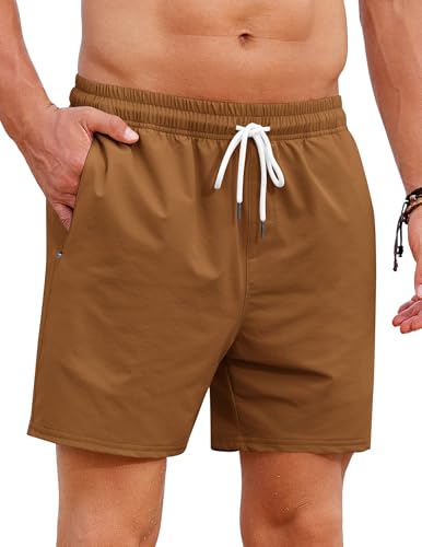 COOFANDY Men's Elastic Waist Shorts Lightweight Flat Front Shorts Vacation