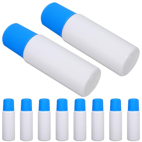 UKCOCO Botella Aplicadora de Esponja de Plástico 50 Ml con Tapa Azul, Set de 10 Unidades para Líquidos de Laboratorio, Aceites Esenciales y Perfumes, Dispensador Anti-fugas para Uso