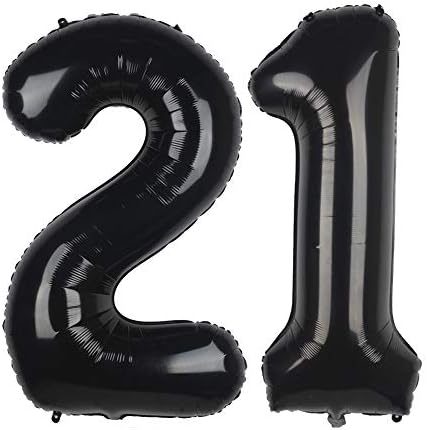 GAKA 40 Inch Black 21th Birthday Quantity Balloons twenty first Foil Mylar Balloon for Anniversary Social gathering Ornament