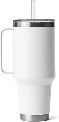Miniatura 6 de YETI Rambler - Vaso de viaje con asa y tapa con popote, de 42 onzas, con aislamiento al vacío con asa, acero inoxidable, color blanco