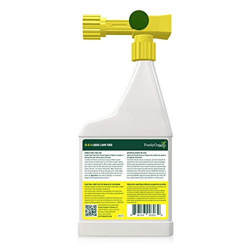 Purely Organic Products Liquid Lawn Food, Concentrated Hose End Spray Covers 5,000 Sq. Ft. (1 Bottle) #TOP1