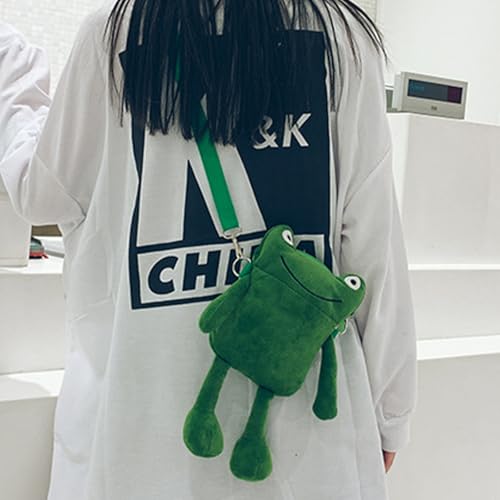 Calkkrer Cartoon-Frosch-Plüsch-Tasche Umhängetasche, Süße Mini-Schultertasche, Kuscheliges Spielzeug-Design, Einzigartiges Geschenk für Frauen, für Outdoor und Alltag