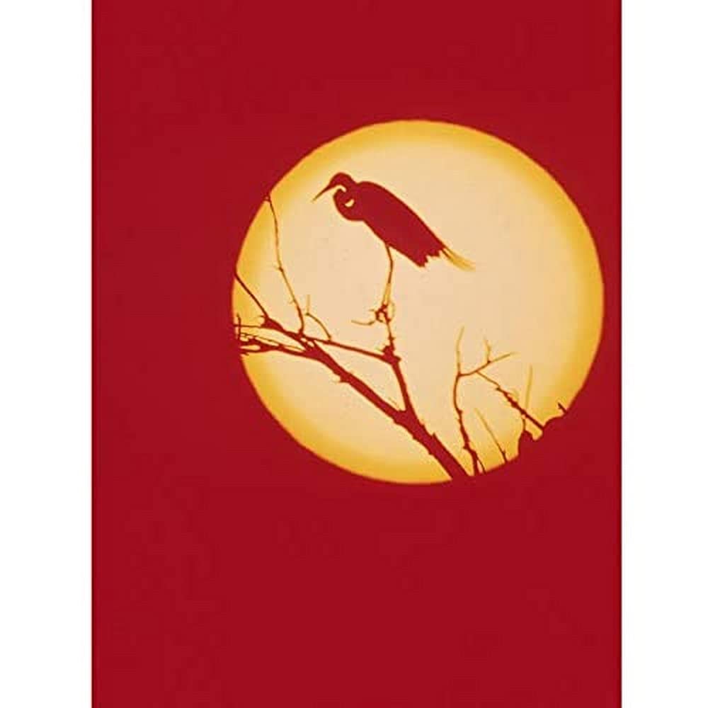 Crane Silhouette Against Moon Unframed Art Print Poster Wall Decor 12x16 inch