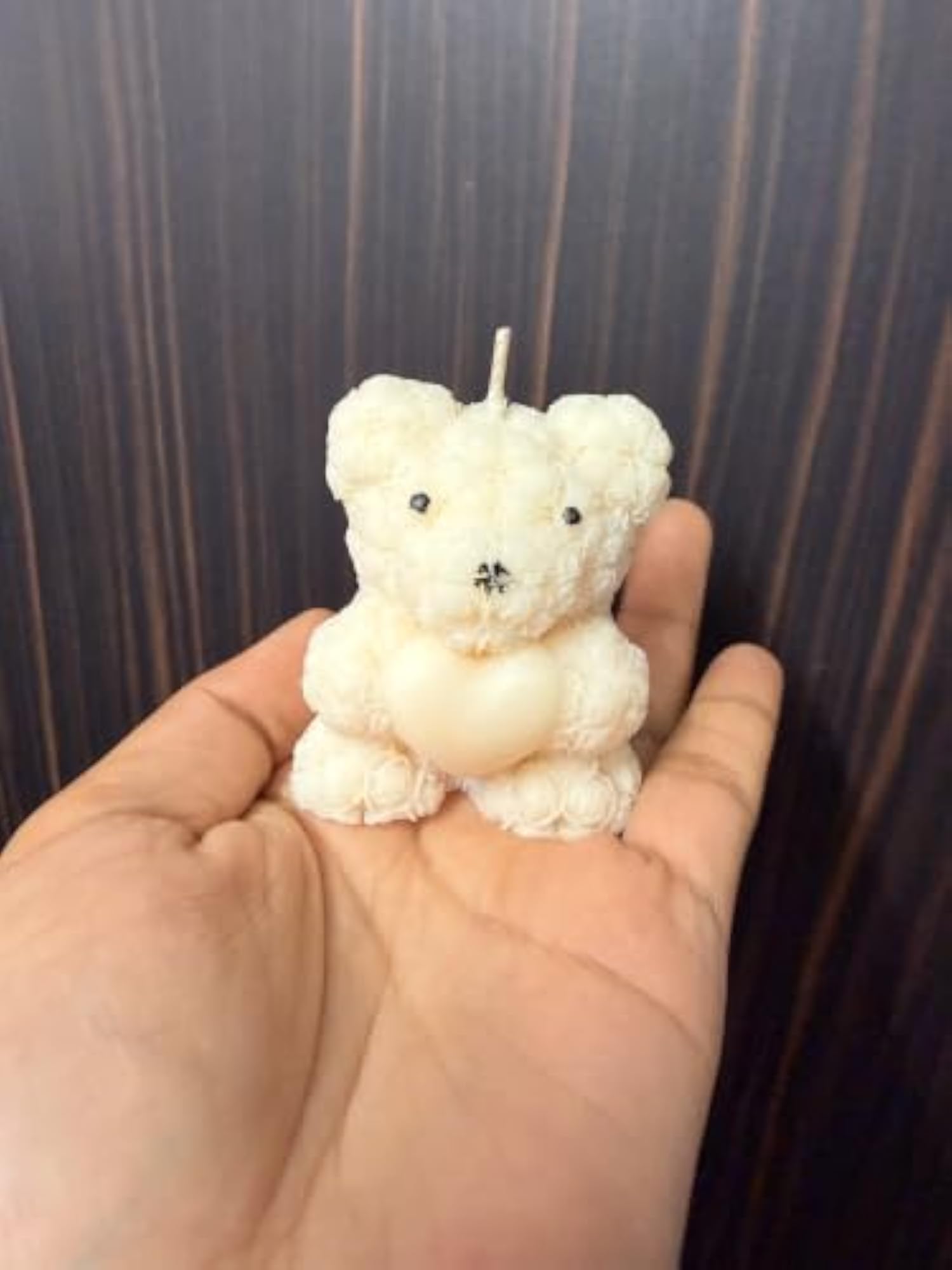 Teddy Bear Shaped Decorative Candle, Handcrafted Floral Texture
