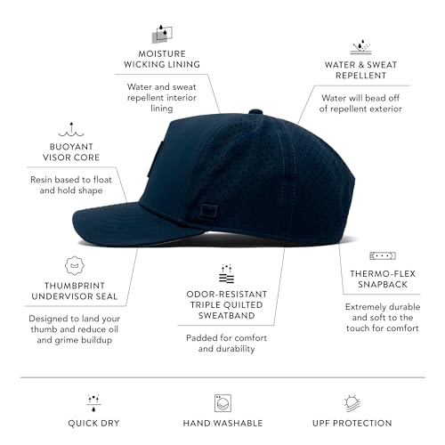 Image of melin Odysea Stacked Hydro, Snapback Hats, Water-Resistant Baseball Caps for Men & Women, Golf, Running, or Workout Hat