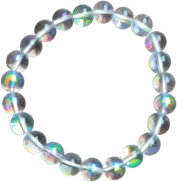 Natural Angel Aura Quartz Bracelet 8mm Beads 7.5 Inches Stretchable Length Handmade Healing Crystal Jewelry for Women & Men - Image 6