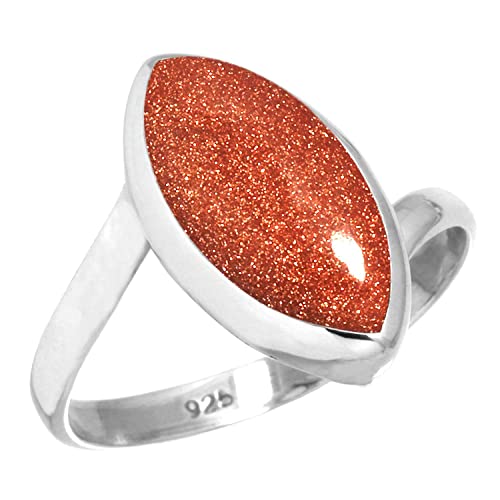 Jeweloporium 925 Sterling Silver Ring For Women - Teens Brown Gold Sunstone Gemstone Silver Ring Size 8 Costume Silver Ring Size 8 Gift For Sister On Christmas Gemstone 925 Silver Jewelry
