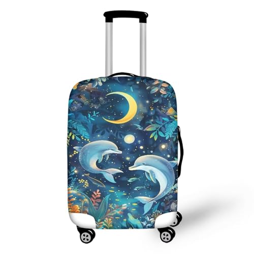 Dolphin Cover for Luggage Travel Moon Suitcase Covers for Luggage 24 Inch Suitcase Protector Cover for Gifts Carry On Luggage Cover, 1019-23