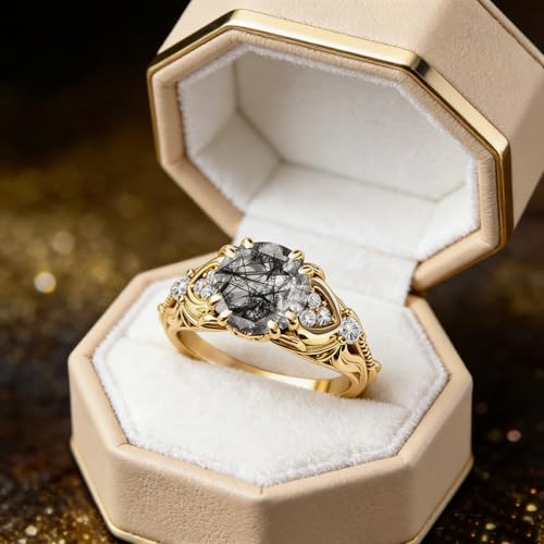 Image of Gemstone Vintage Rings for Women s925 Sterling Silver Round Cut 1.0 Carat Gemstone with Moissanite Promise Engagement Anniversary Ring for Her