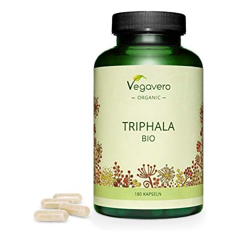 Organic Triphala Vegavero® | 180 Vegan Capsules | 1300mg Pure Triphala Churna Powder | Ayurvedic Herbs Mix: Amalaki + Haritaki + Bibhitaki | NO Additives | Lab-Tested Cover