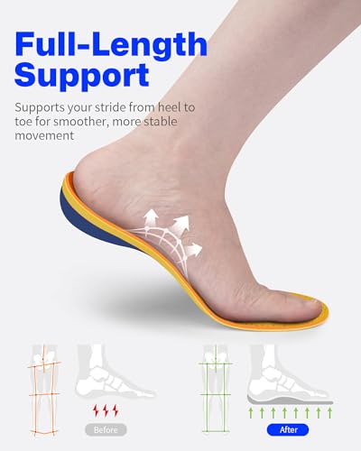 Image of WalkHero Running Insoles Arch Support Inserts Shock Absorbing Athletes | Plantar Fasciitis Orthotic Insoles: Deep Heel Cup & 4-Layer Cushioning Relieve Flat Feet
