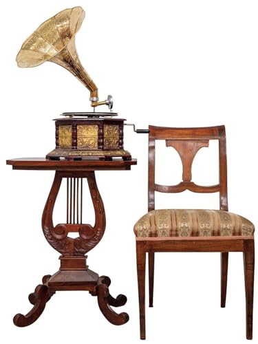 Image of Taha Art - Decorative Vintage Replica Gramophone (Wooden & Brass, 78 RPM, Demo Disc Included)