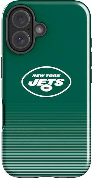 Skinit Impact Phone Case Compatible with iPhone 16 - Officially Licensed NFL New York Jets Black & White Design