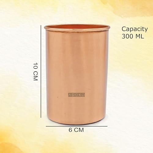 Image of Pure Copper Tumbler 300ml 6Pcs Set | Handmade Ayurvedic Water Glass | Traditional Copper Drinking Cup for Home Kitchen | Premium Serving Utensil