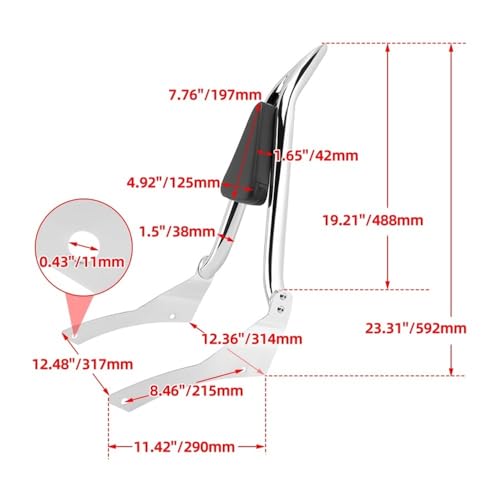 Coussin dossier de passager chromé pour moto V Star 400 650 Classic - 7