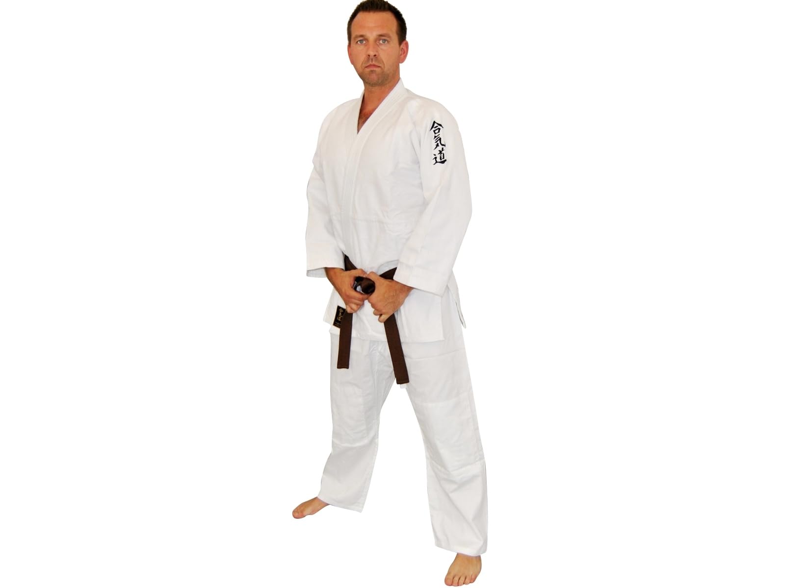 Aikidoanzug Spezial mit Bestickung - weiß - 450g schwer - Aikidojacke Bestickt - Schriftzeichen - Stabiler Stoff