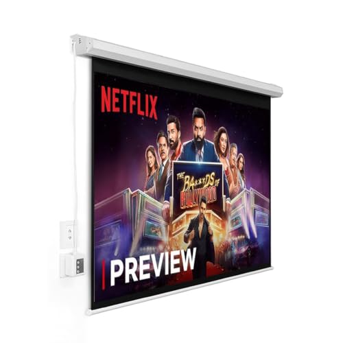 Image of Tonzo 120 Inch Motorized Projector Screen with Remote Control, 4:3 Aspect Ratio, Matte White High Gain Fabric, 4K Support for Home Theater, Office, Classroom & Presentations (8ft Width * 6ft Height)