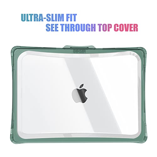 IBENZER Hexpact Compatible with 2025 2024 2023 2022 MacBook Air 13 inch Case M4 A3240 M3 A3113 M2 A2681, Heavy Duty Case & KeyboardCover & ScreenFilm for Mac Air 13.6, Midnight Green, HPE-KK-MTGN+2 - Thumbnail 3