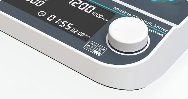 9 Position Magnetic Stirrer Lab Multi-Position Mixer with 9 Stirring Points Max Stirring Volume 9 * 500 ML RPM 50 to 1500 RPM Plate Size 110MM No Motor Brushes