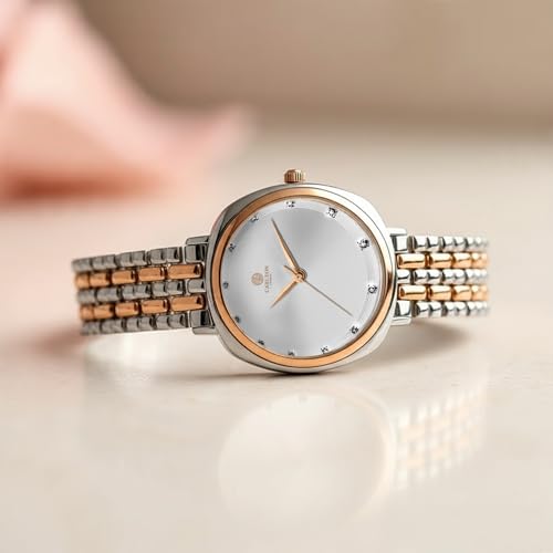 Image of Carlton London Women Celeste Analog Watch, Square Dial, Stainless Steel Strap, Quartz Movement, 30M Water Resistant, Casual Wear