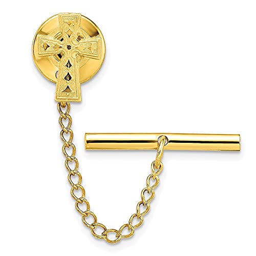 Diamond2Deal Gold-Plated Kelly Waters Celtic Cross Tie Tac Best, Anniversary, Birthday