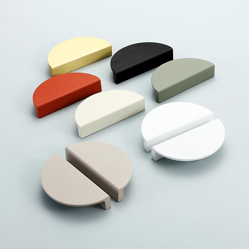 Miniatura 3 de Tiradores de cajón verdes de 2-12 pulgadas, 2 piezas (media luna de latón cepillado medio redondo, manijas de media luna, pomos semicírculos con