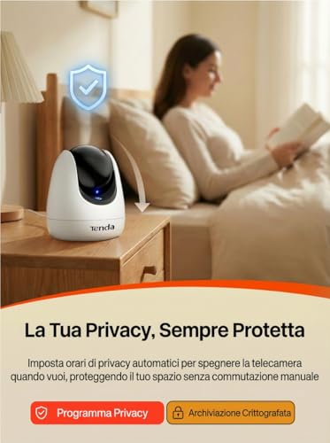 TELECAMERA TENDA CP3 IP 1080P Rotazione 360°orizzontale e 155°verticale Audio bidirez Smart Tracking Modalità allarme dist 12mt - 7