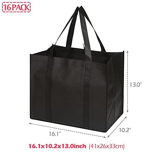Set of 16 Reusable Grocery Bags Extra Large Super Strong Heavy Duty Shopping Tote Bags with Reinforced Handles - Thumbnail 2