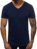 Weiches, angenehmes Gewebe OZONEE Herren T-Shirt T Shirt Tshirt Kurzarm Kurzarmshirt Tee Top Sport Sportswear Rundhals U-Neck Rundhalsausschnitt Unifarbe Basic Einfarbig 777/3773T DUNKELBLAU XL