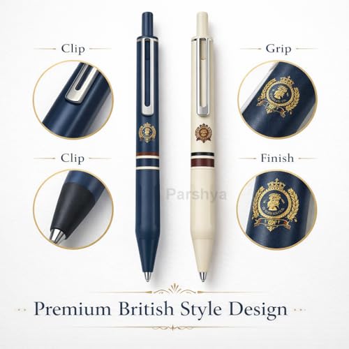 Image of KiddieWorld Oxford Cambridge Click Fountain Pen Set (2 Pens + 6 Ink Refills) | Smooth Writing, Quick Dry Ink, Premium British Style, Comfortable Grip | Gift Box for Students & Professionals