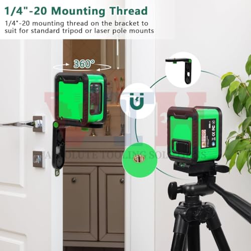 Image of VTH Compact Laser Leveller with Dual Modes, 110 Red Cross-Line, IP54-Rated Housing, and Versatile Mounting for Tiling, Shelving, and Frame Installation