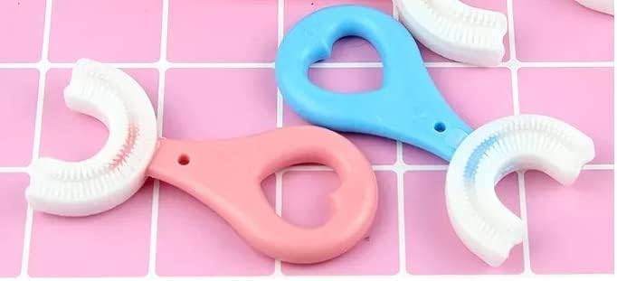Cepillo de dientes en forma de U para niños (3.5 in, edades de 2 a 6 años, azul)