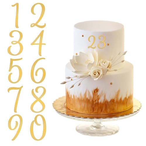 Hariendny 594079_1_L2KW33RZ 0-9 Gold Birthday Number Cake Toppers Golden Acrylic Cake Numbers Topper Gold Number Cupcake Toppers Acrylic Wedding Party Cupcake Toppers cover