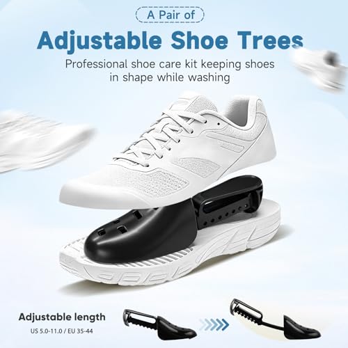 2PCS XXL Shoe Washing Machine Bag with Adjustable Shoes Trees - Heavy Duty Reusable Shoe Laundry Bag for Washer and Dryer - 360° Deep Clean & Protect Chenille Microfiber Sneakers Wash Bags - White by M-Better - Image 8