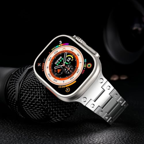Image of 49mm 45mm 44mm 42mm Compatible Apple Watch Strap, Stainless Steel Link Metal Band for iWatch Ultra | Ultra 2 | Series 9 | 8 | 7 | 6 | 5 | 4 | 3 | 2 | 1 | SE & SE2