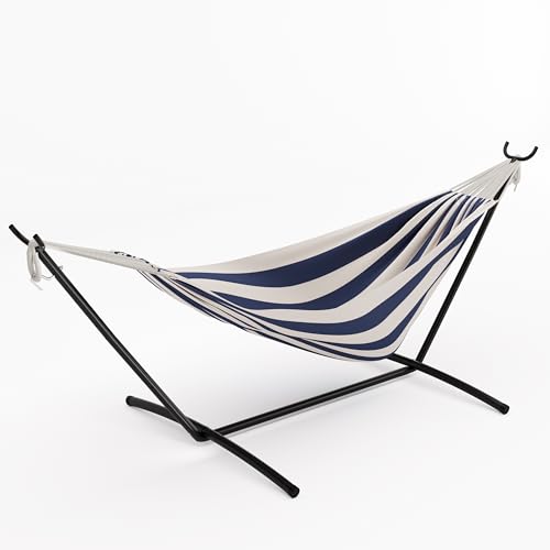 Garvee Hamac Double Robuste pour 2 Personnes avec Support en Acier – Lit brésilien en Coton – Capacité 450 LB – Portable avec Sac de Transport –...