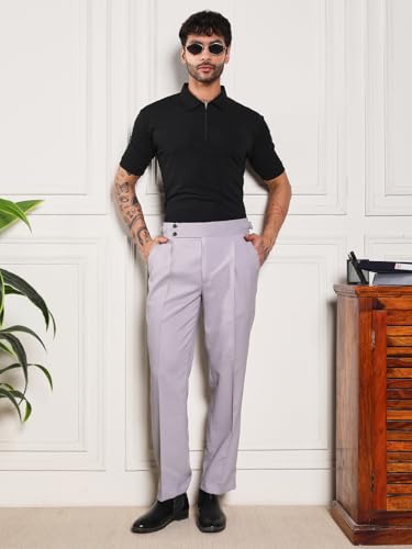 Image of Gurkha Pants for Men | Trouser for Men | Formal Pant | Double Button | Loose Fit Trouser High Waist Pleated Casual Trousers | Vintage Straight Leg Pants for Office Smart Casual Travel Party
